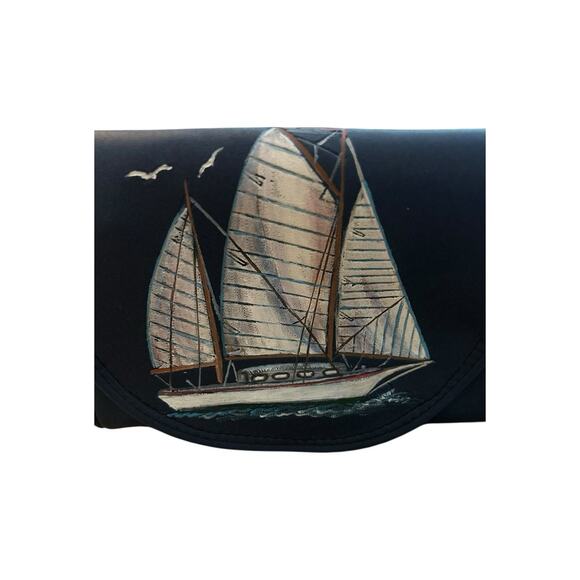 The Original Florida Keys Painted Leather Handbag Boat Harbour NWT - Picture 4 of 13